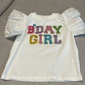 New birthday girl ruffle sleeve shirt. Size 4 toddler girl.